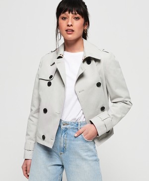 Superdry Cropped Azure Trench Női Kabát Szürke | MZYSF4517